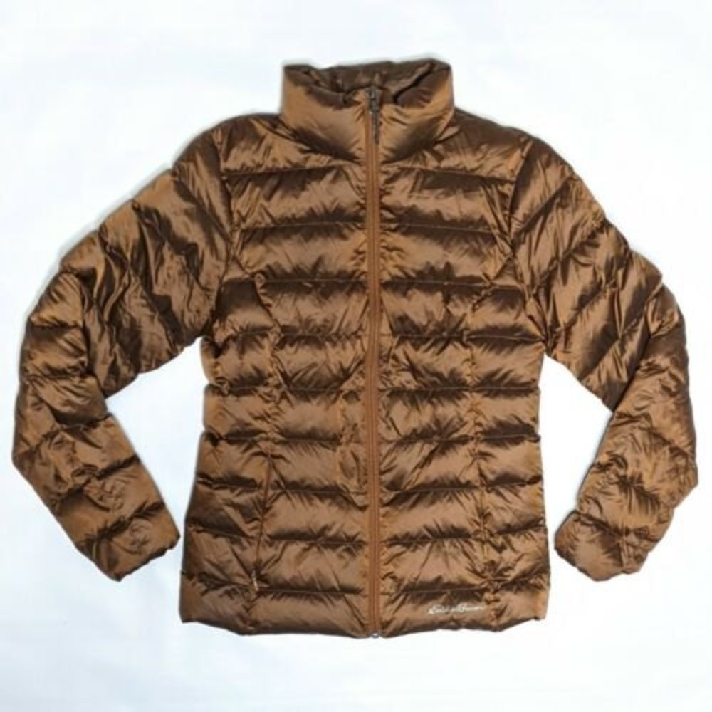 Eddie Bauer Ultralight EB650 Women's XS Goose Down Puffer Jacket Metallic Brown